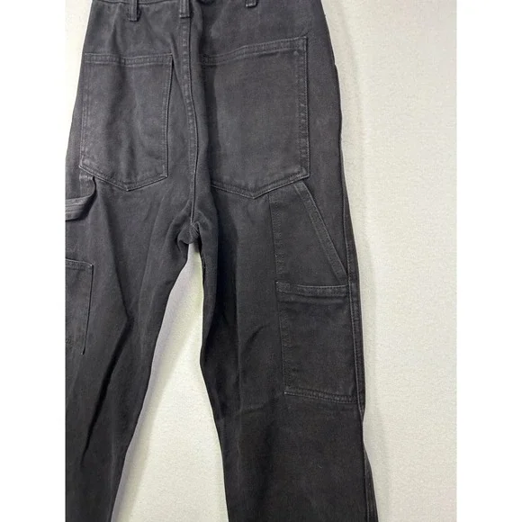 Streetwear J. Galt Womens S Black Carpenter High Rise Straight Leg Utility Pants - Picture 4 of 11